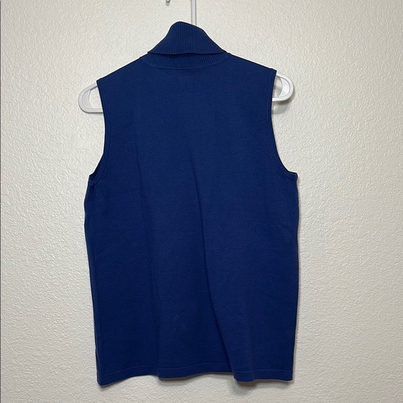Chico's Silk Blend Sleeveless Blue Turtleneck Top 2 - Picture 8 of 8